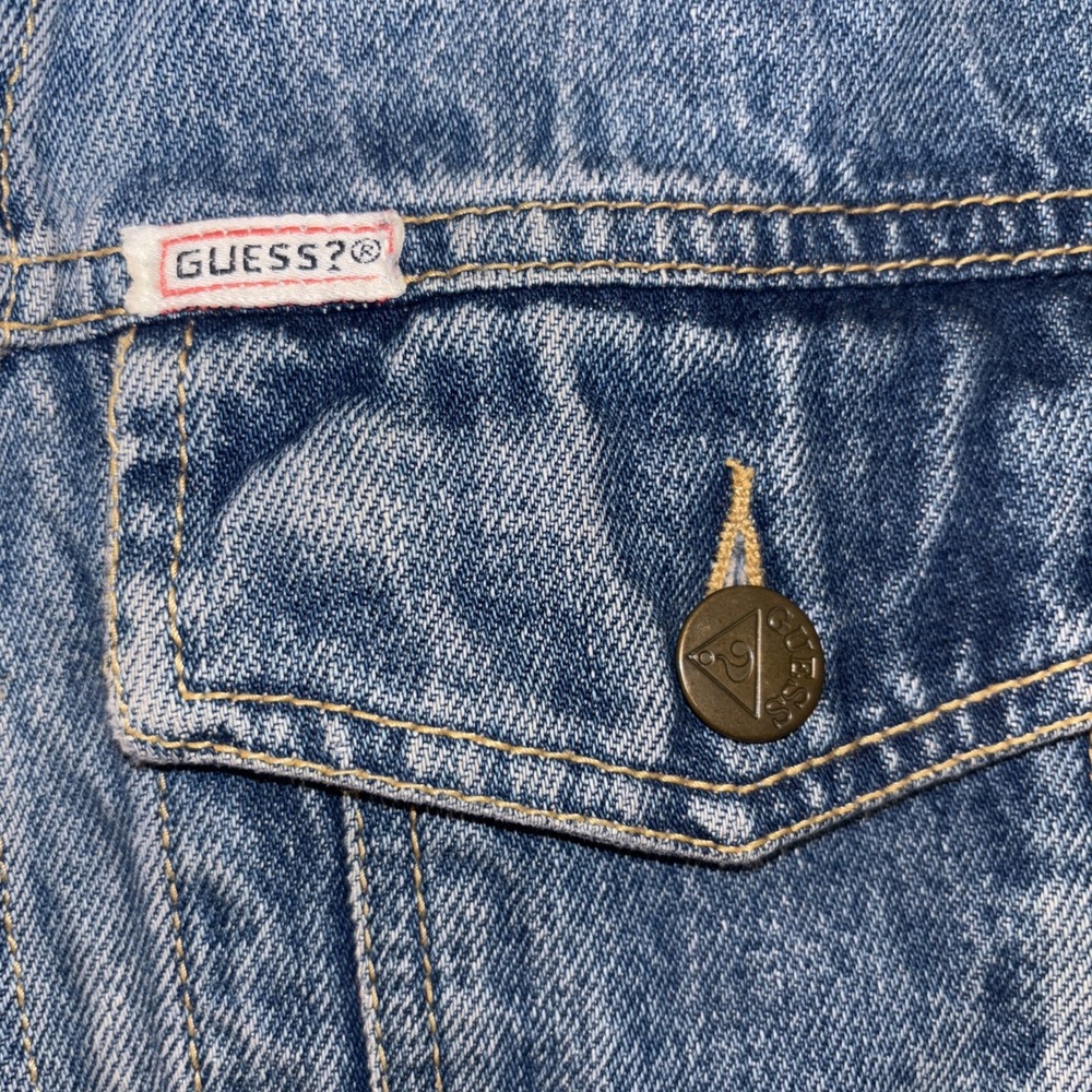 Vintage Guess Denim Jean Jacket Georges Marciano Design USA Size L 80's Seephoto - Picture 3 of 11
